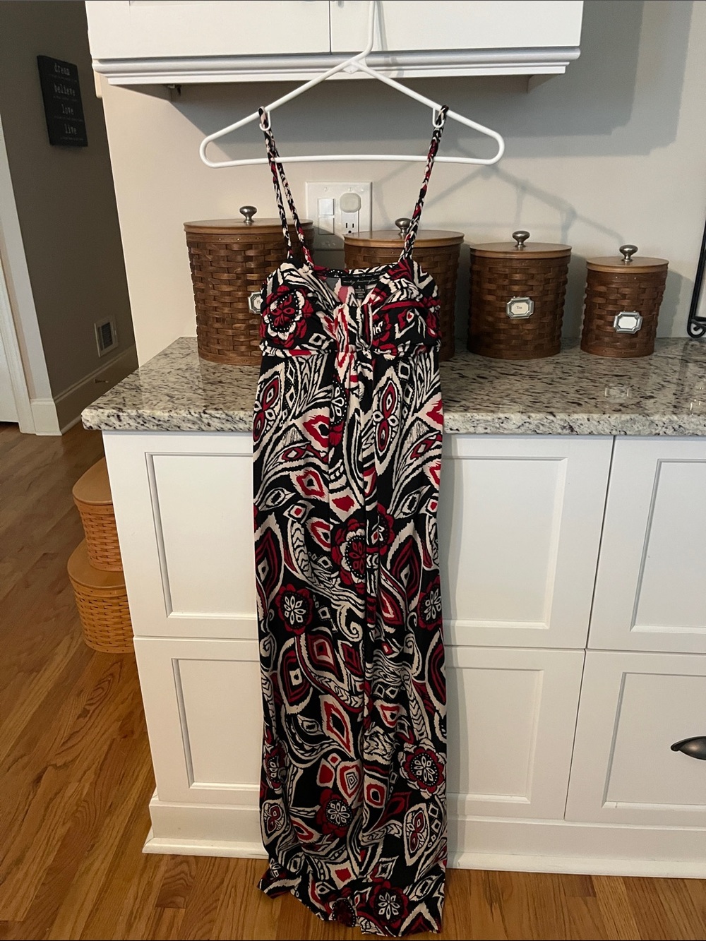 City Triangles Black, Red & cream Patterned Maxi Dress